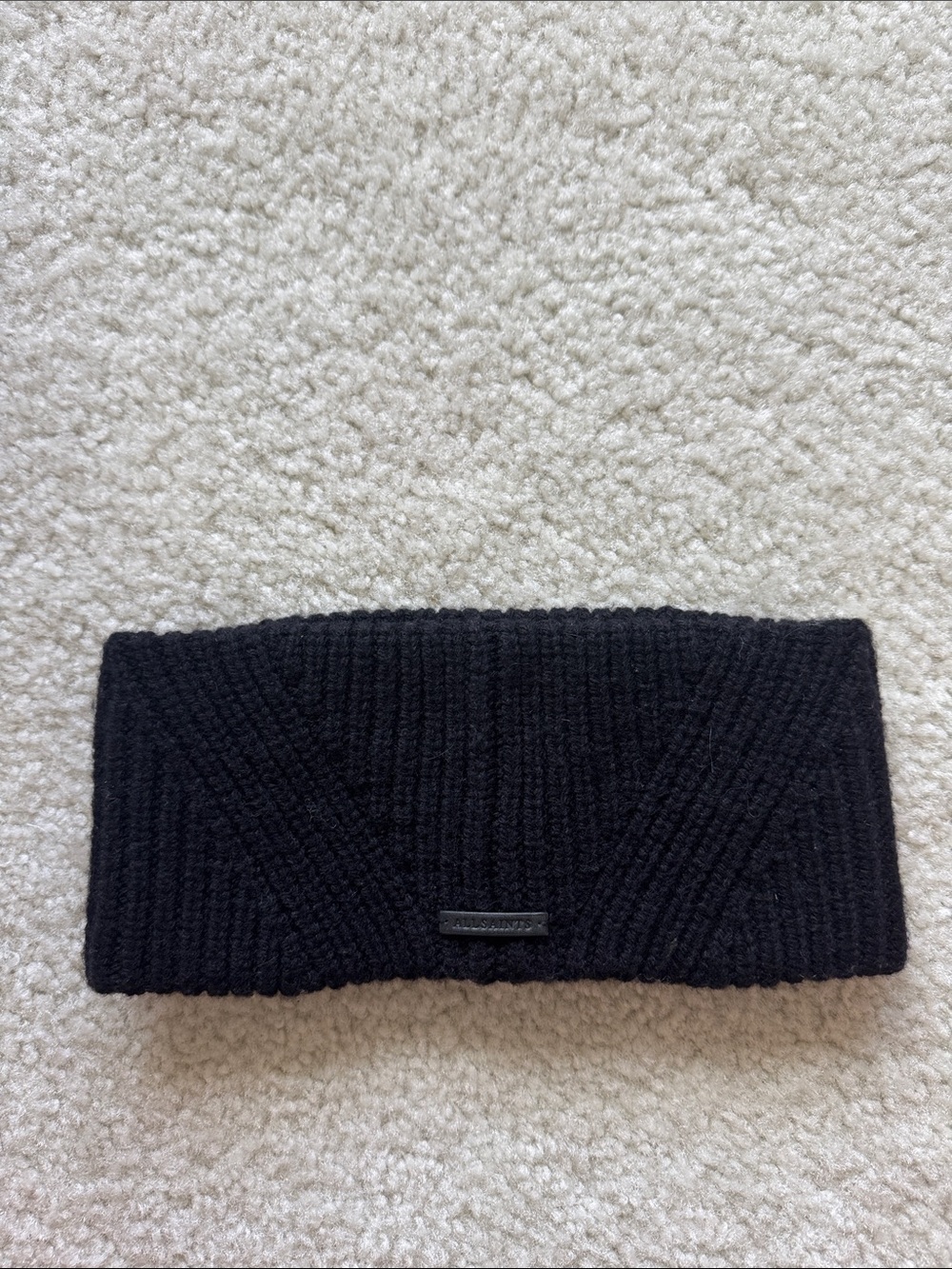 AllSaints Black Ribbed Knit Headband